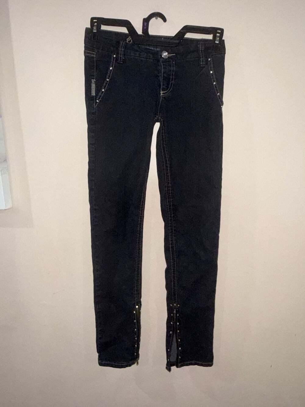 Bubblegum Jeans Size 3/4 Black Denim Studded Ankle Zippers